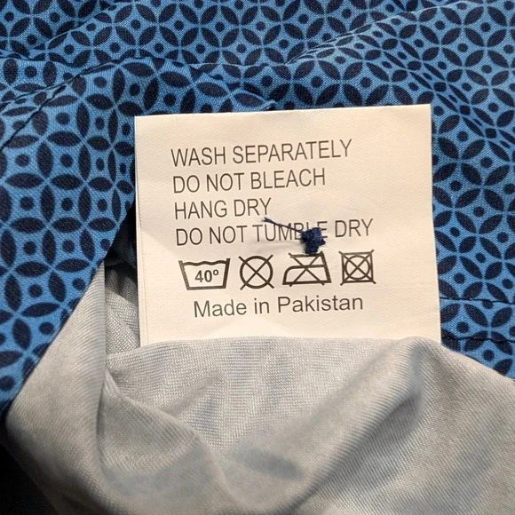 Collars & Co Mens Blue Mosaic Featherweight Relaxed Dress Collar Flex Polo 2XL - Picture 8 of 9